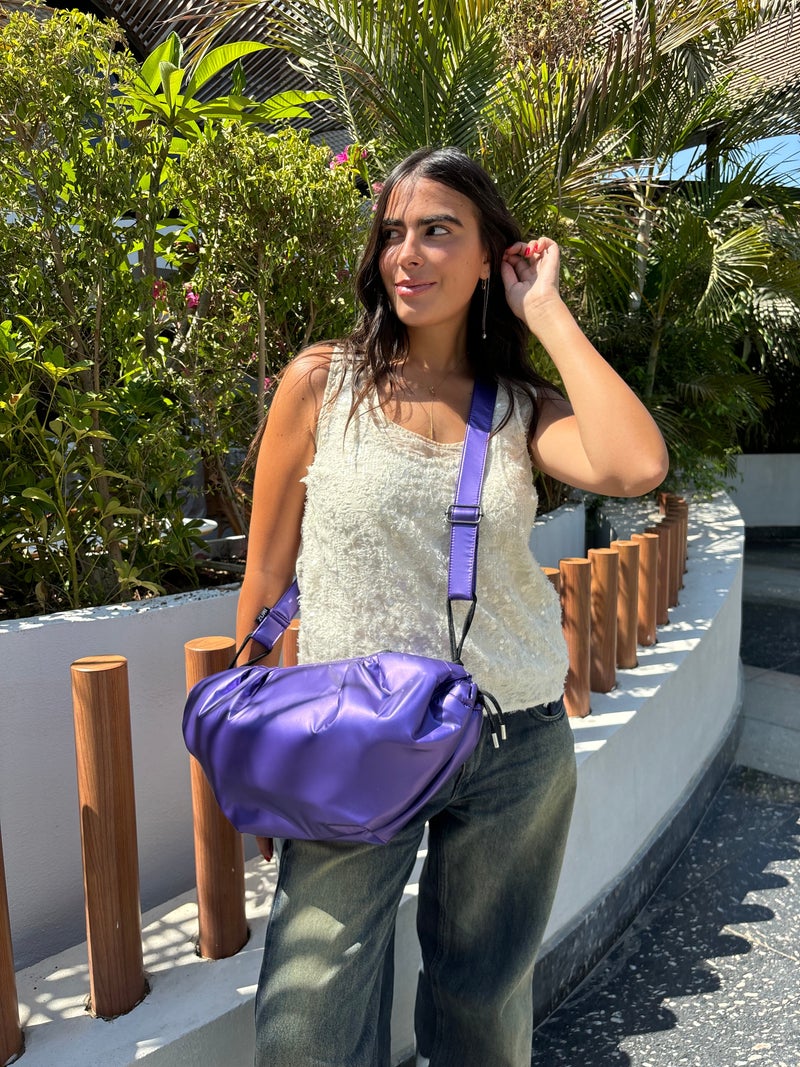 Zuri Medium String Bag - Metallic purple - Image 1